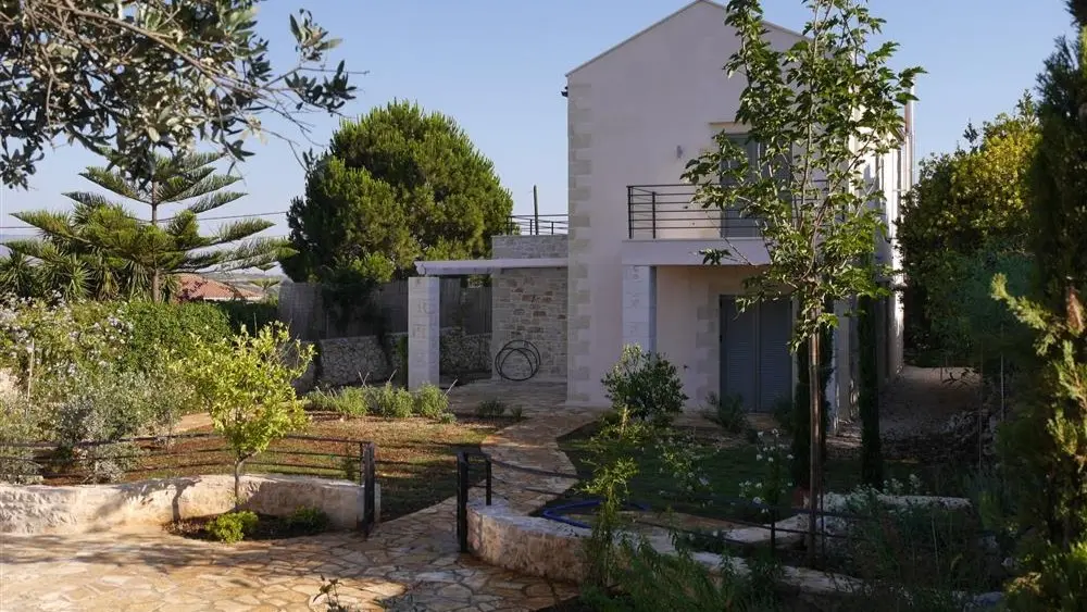 Newly constructed terrace with garden in front of a house